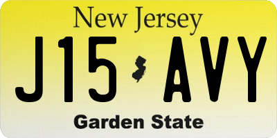 NJ license plate J15AVY