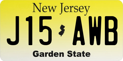 NJ license plate J15AWB