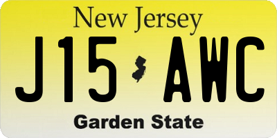 NJ license plate J15AWC