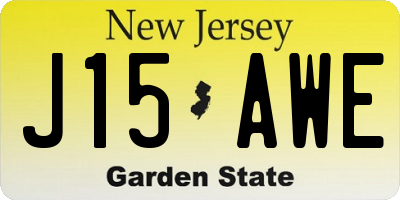 NJ license plate J15AWE