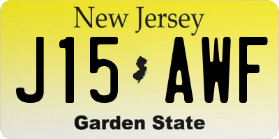 NJ license plate J15AWF