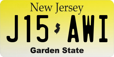 NJ license plate J15AWI