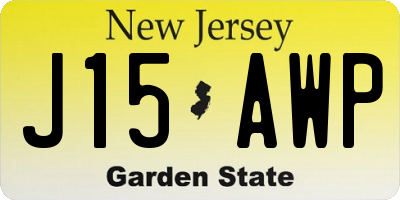 NJ license plate J15AWP