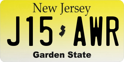 NJ license plate J15AWR