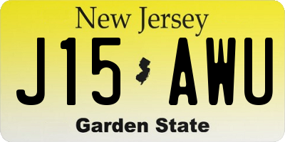 NJ license plate J15AWU