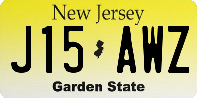 NJ license plate J15AWZ