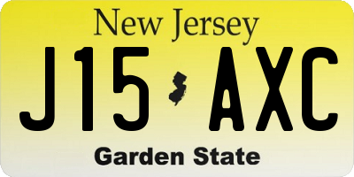 NJ license plate J15AXC