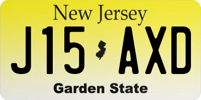 NJ license plate J15AXD