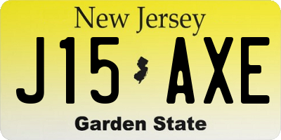 NJ license plate J15AXE