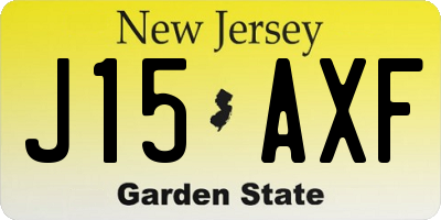 NJ license plate J15AXF