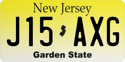 NJ license plate J15AXG