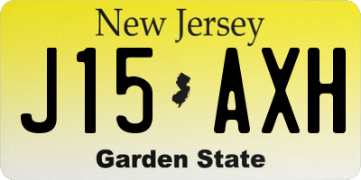 NJ license plate J15AXH