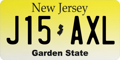 NJ license plate J15AXL