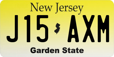 NJ license plate J15AXM