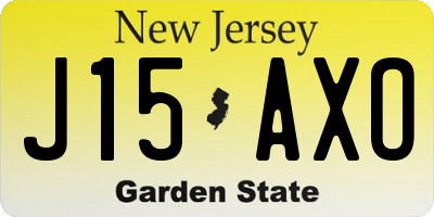 NJ license plate J15AXO