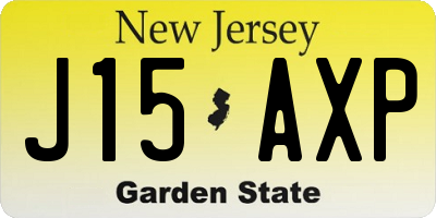 NJ license plate J15AXP