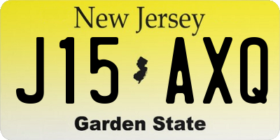 NJ license plate J15AXQ