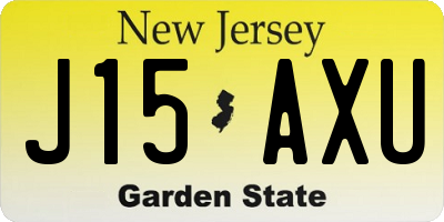 NJ license plate J15AXU