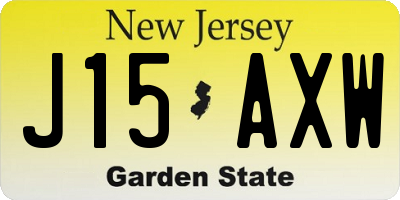 NJ license plate J15AXW