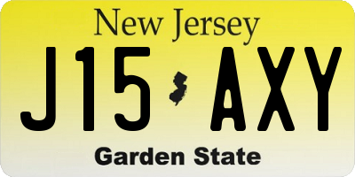 NJ license plate J15AXY