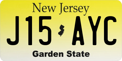 NJ license plate J15AYC