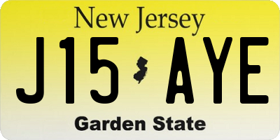 NJ license plate J15AYE