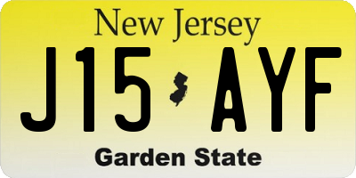 NJ license plate J15AYF