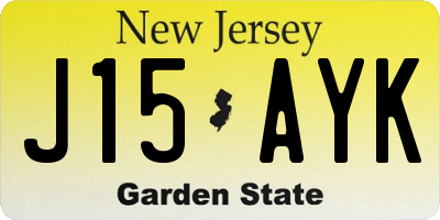 NJ license plate J15AYK