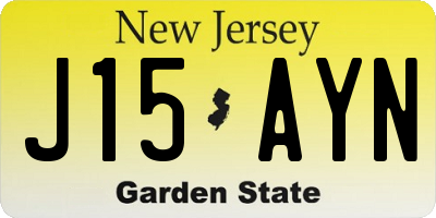 NJ license plate J15AYN