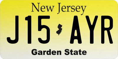 NJ license plate J15AYR