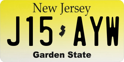 NJ license plate J15AYW