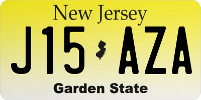 NJ license plate J15AZA