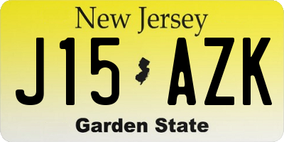 NJ license plate J15AZK