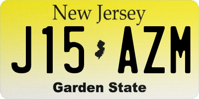 NJ license plate J15AZM