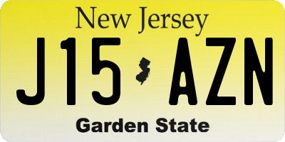 NJ license plate J15AZN