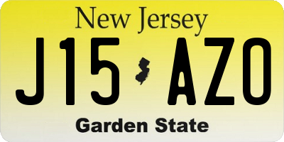 NJ license plate J15AZO
