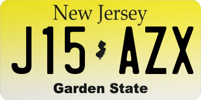 NJ license plate J15AZX