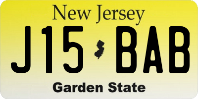 NJ license plate J15BAB