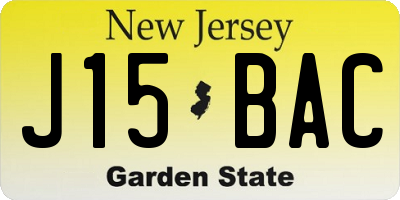 NJ license plate J15BAC