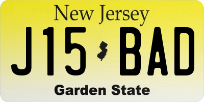 NJ license plate J15BAD