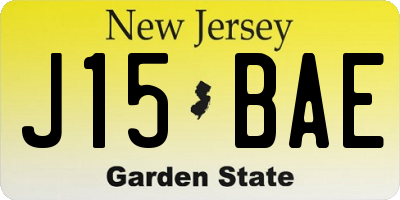 NJ license plate J15BAE