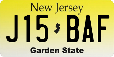 NJ license plate J15BAF