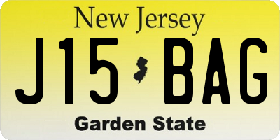 NJ license plate J15BAG