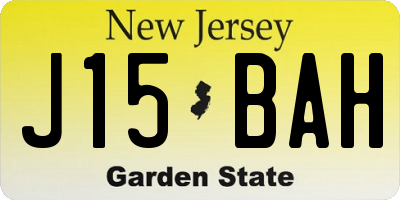 NJ license plate J15BAH