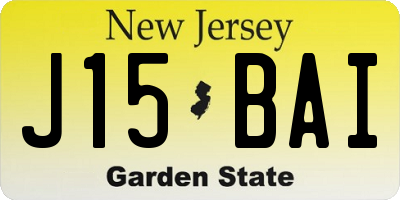 NJ license plate J15BAI