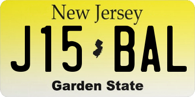 NJ license plate J15BAL