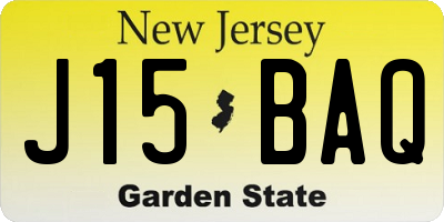 NJ license plate J15BAQ