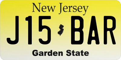 NJ license plate J15BAR
