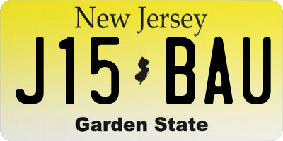 NJ license plate J15BAU