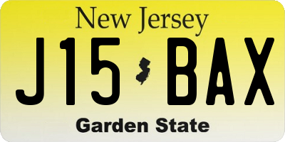 NJ license plate J15BAX